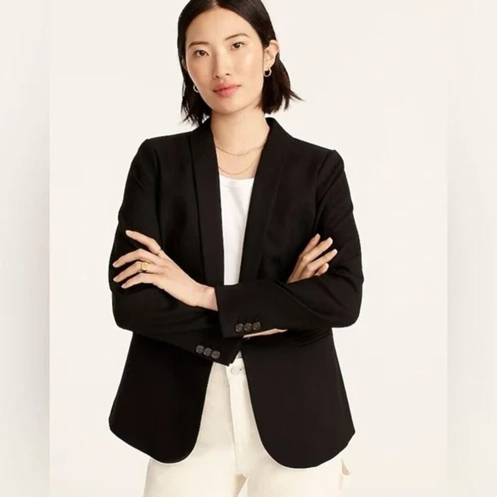 NWT J Crew Long Sleeve Black Parke Blazer in Wool Flannel Size 6